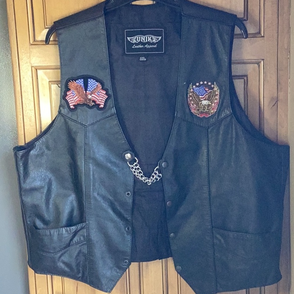 FINAL SALE PRICE Unik Leather Apparel Patriotic Biker Vest